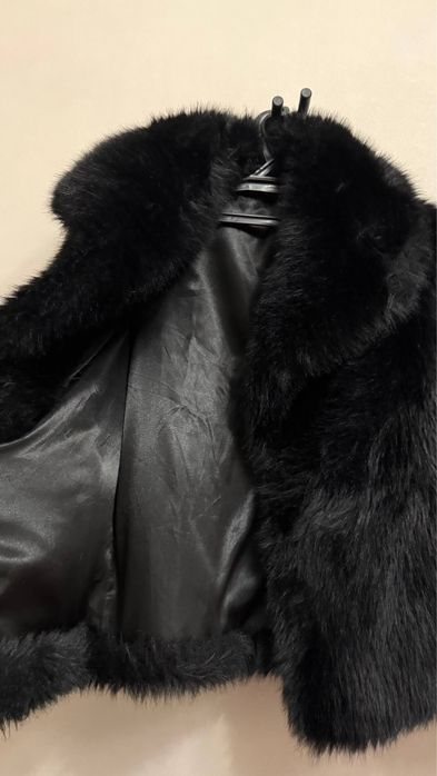 эко шуба черная, зимняя