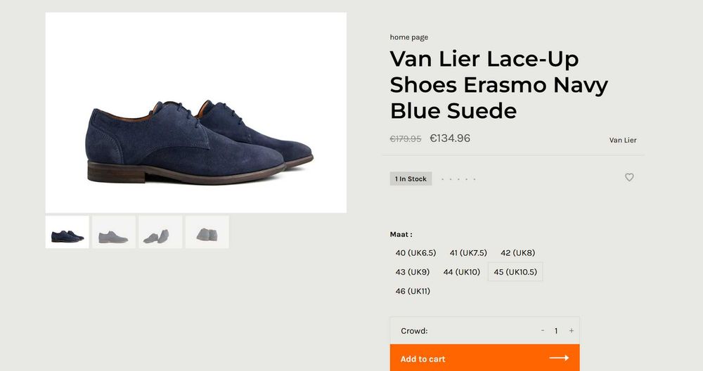 Обувки Van Lier Erasmo Euro 45 / UK 11 син велур Нови официални обувки