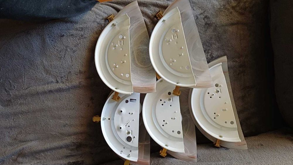 Set: plafoniera tavan+5 aplice perete+becuri, abajururi din sticla