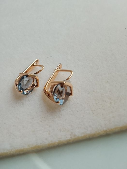 Серьги 585*серая шпинель