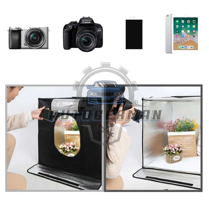 Професионална фото кутия 100см фотобокс комплект с осветление 3 фона