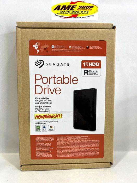 Memorie externă Seagate Portable, 1TB HDD, NOU/Sigilat!