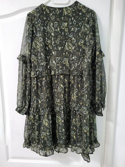 Rochie voal verde cu print