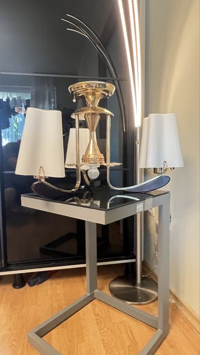 Lustra /Candelabru LED, Auriu, 3 brate.