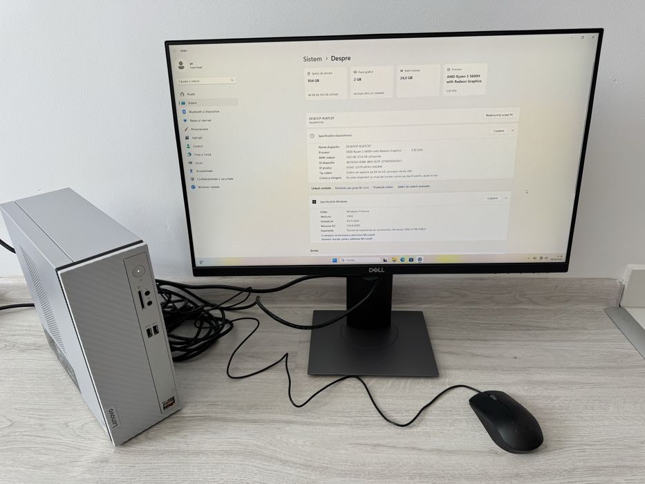 PC complet Lenovo NOU Ryzen 5 5600H, 24GB RAM, SSD 1TB + Dell 24”