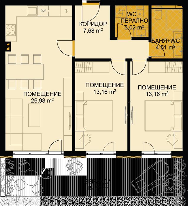 Тристаен апартамент, за продажба, кв.Бриз