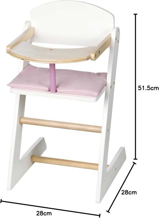 Scaun înalt din lemn roba Scarlett pentru păpușă