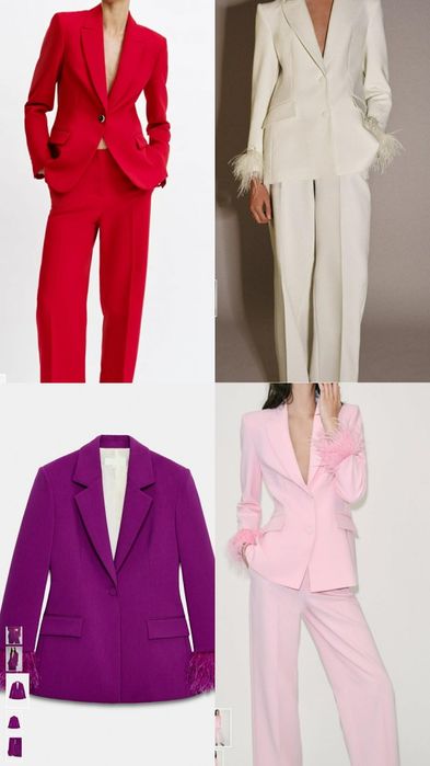 Костюм с пера ZARA в розово червено и екрю