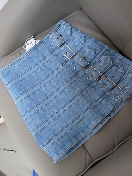 Дамска пола  дънкова с катарами