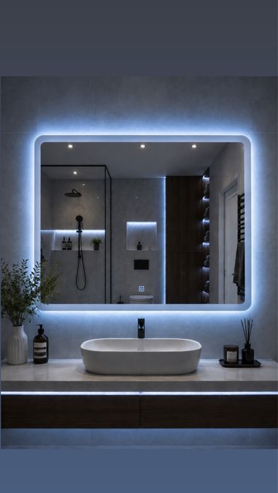LED огледало 80×60 см с 3 цвята светлина – модерен дизайн и Touch бутон