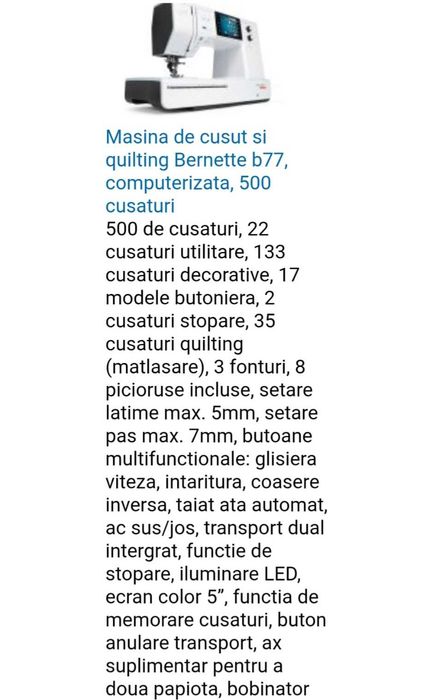 Mașină de cusut profesională Bernette b77