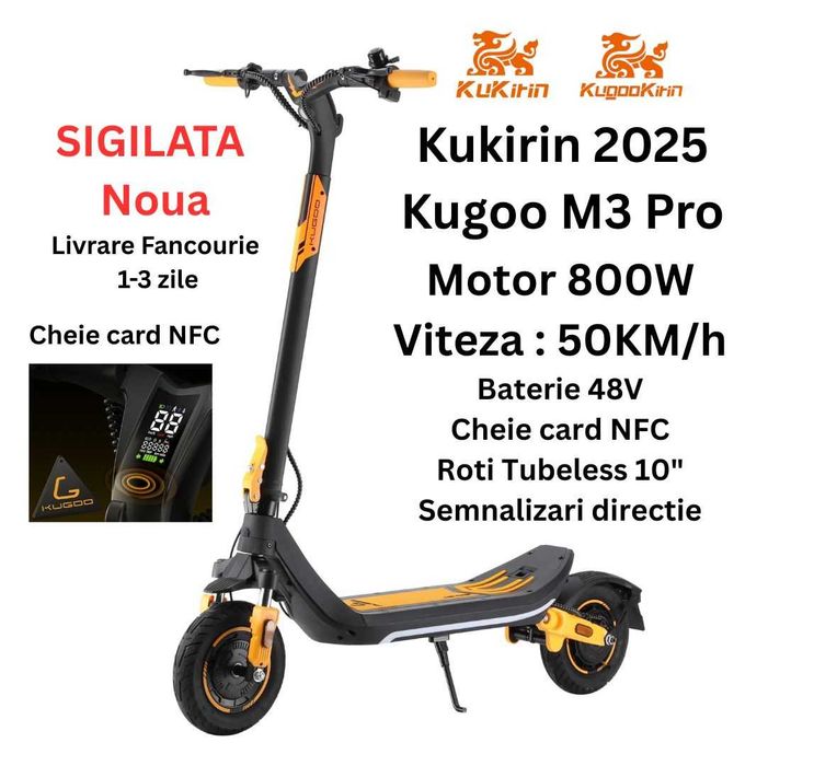 Noua Sigilata‼️KuGoo M3 PRO Kukirin‼️2025‼️800W Contact Cheie card NFC
