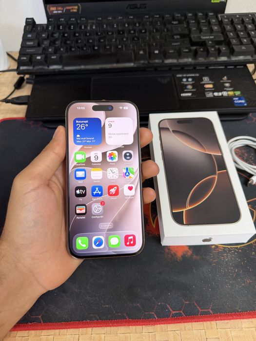 iPhone 16 PRO 256 GB Desert Titanium la cutie 91% bateria