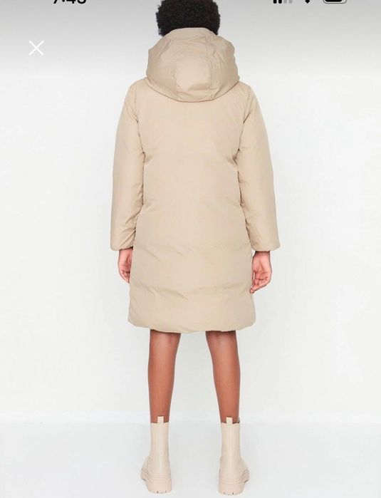 Двулицево зимно дълго яке – черно и бежово