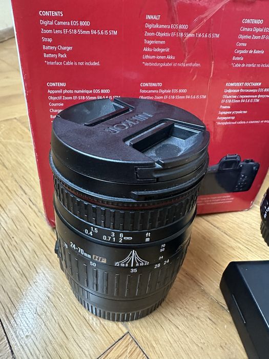 Фотоапарат Canon EOS 800D + 3 обектива, батерия, зарядно и аксесоари