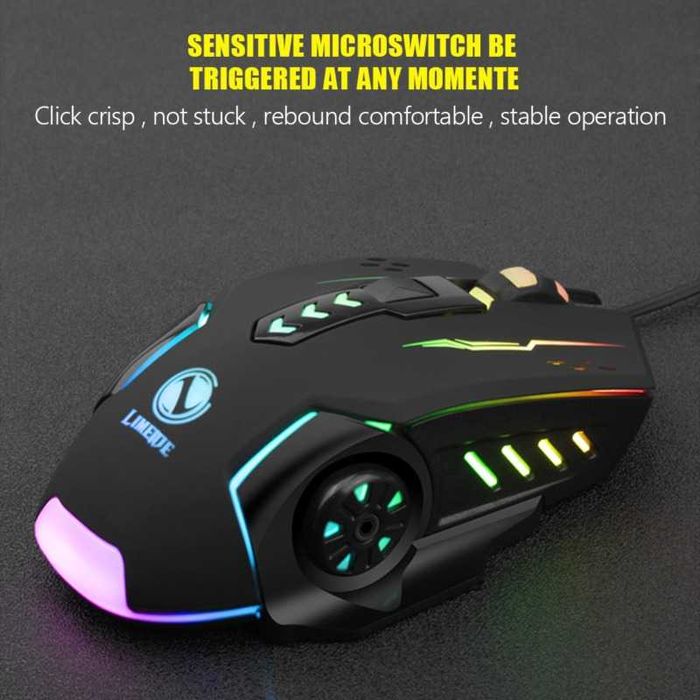 Mouse Gaming cu iluminare RGB 6 Butoane, DPI 1200,1800,2400,3600,USB