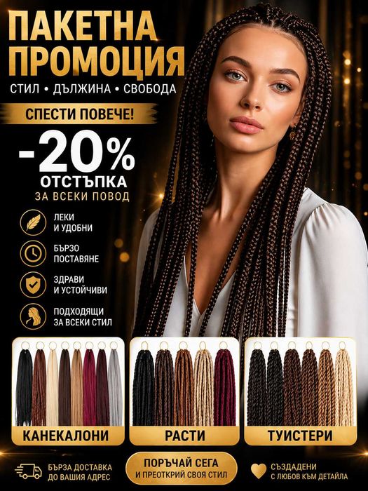 Пакетна Промо цена за 5 броя канекалон, туистери или къдръци!