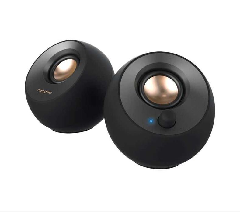 Тонколони Creative Pebble v2, 2.0, 8W RMS, USB-C/A & Жак 3.5 мм, Черен