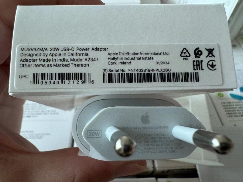 Блок питания apple 20w, 2024, оригинальная зарядка для iphone