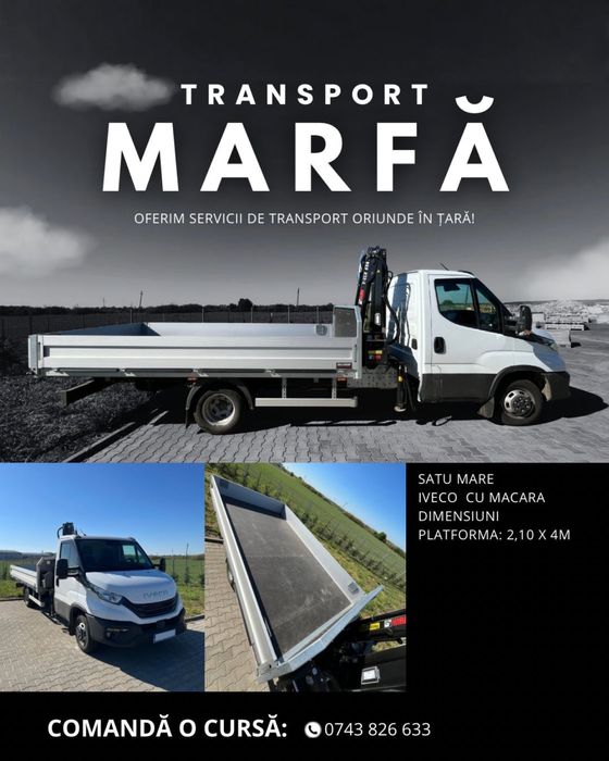 Transport marfă cu macara 3.5T – Satu Mare și în țară