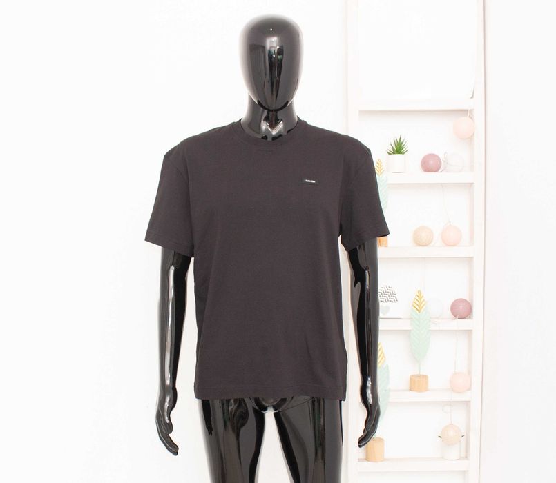 нова Calvin Klein мъжка тениска черна comfort fit гумено лого 100% памук М