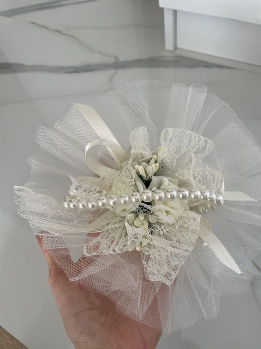 Сватбена кошничка за халки, сватба, перли, украса булка