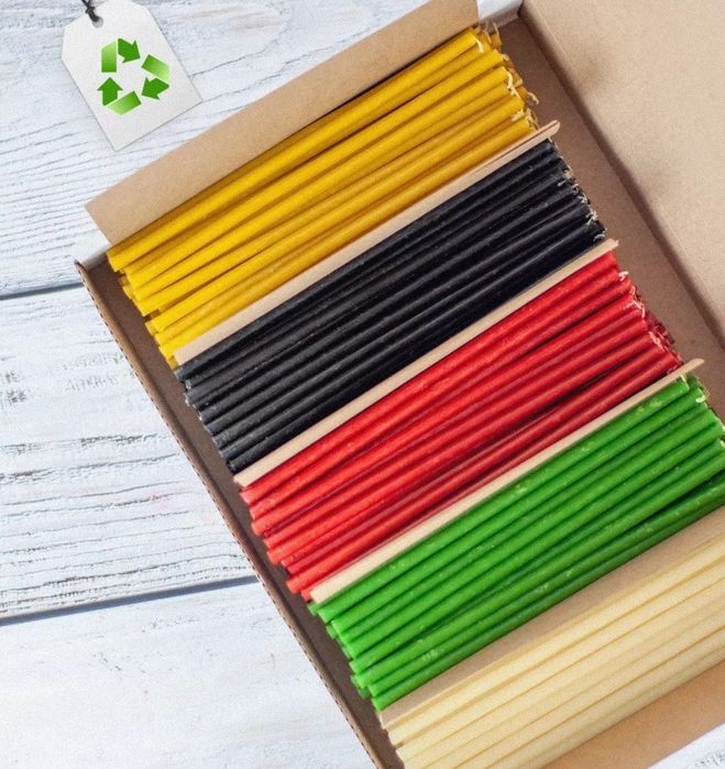 Тонкие цветные свечи из пчелиного воска из России