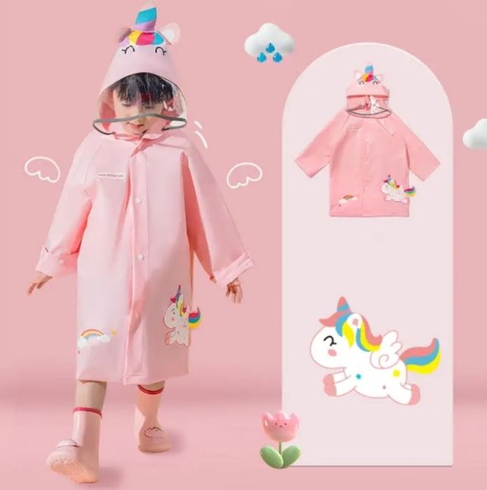 Дождевик плащ для детей raincoat единорог розовый