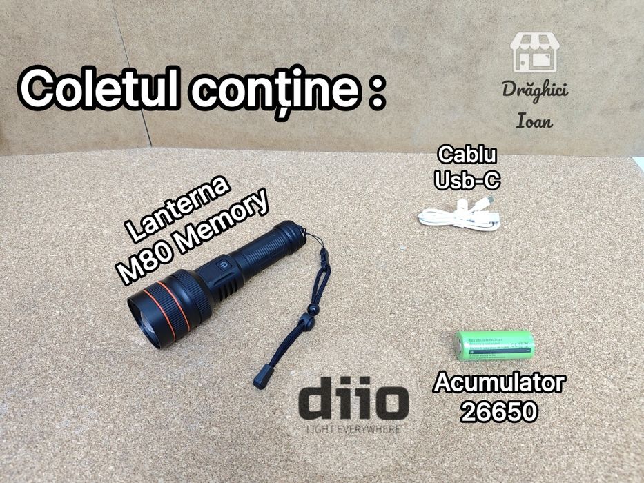 Lanterna M80 TURBO -MEMORY DIGITAL- led M80 LASER pt.distanta < 1,5km