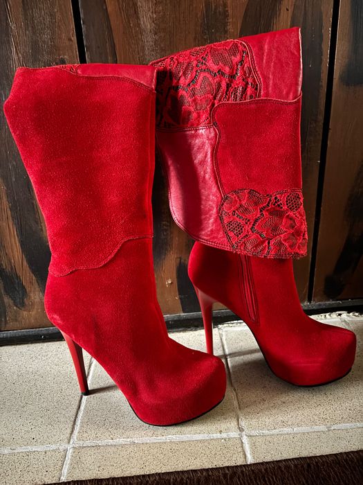 Дамски ботуши естествен велур