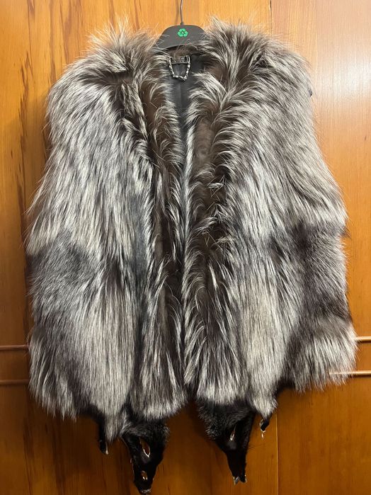 Vesta blana naturala vulpe argintie