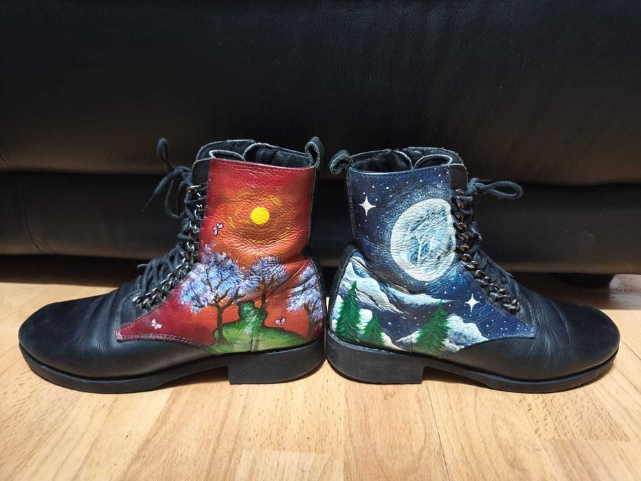 Bocanci din piele naturala, model unic