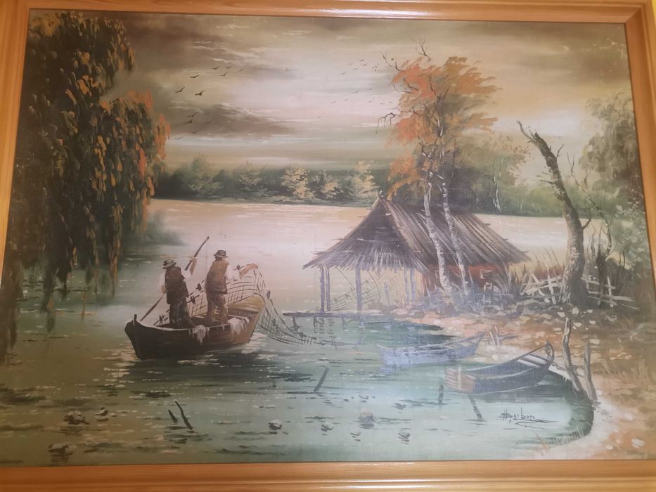 Vând tablou pictat Delta Dunării cu semnatura