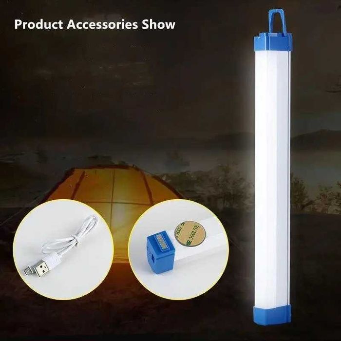 Къмпинг лампа 70 см 80Wс магнит, лампа с USB зареждане