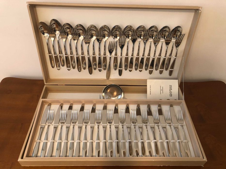 Set 12 persoane tacamuri inox 18/10 Mo'Dis, noi la cutie, 75 piese, made in Italy