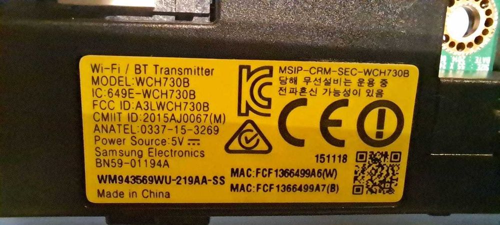 Componente Samsung TV Model UE55JU6580