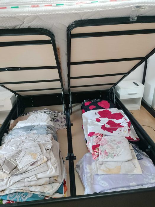 Vand 2 paturi matrimoniale cu saltele – unul cu ladă depozitare