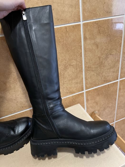 Cizme piele naturala neagra cu fermoar