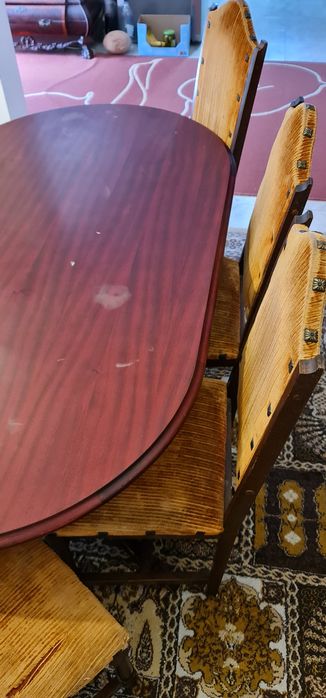 Masa lemn cu 6 scaune