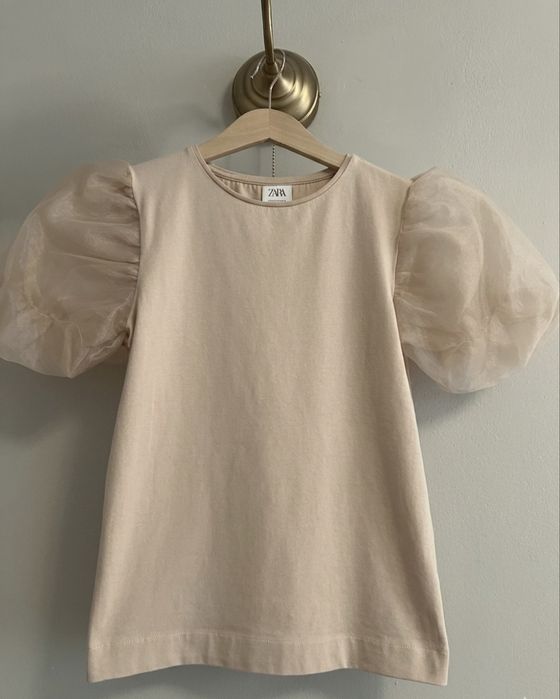 Tricou Zara roz pudrat, bumbac, 11-12 ani, nou, fără etichetă