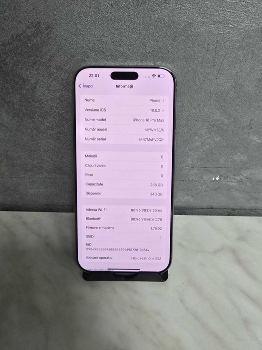 iPhone 16 Pro Max 256GB White Bmg Amanet 95793