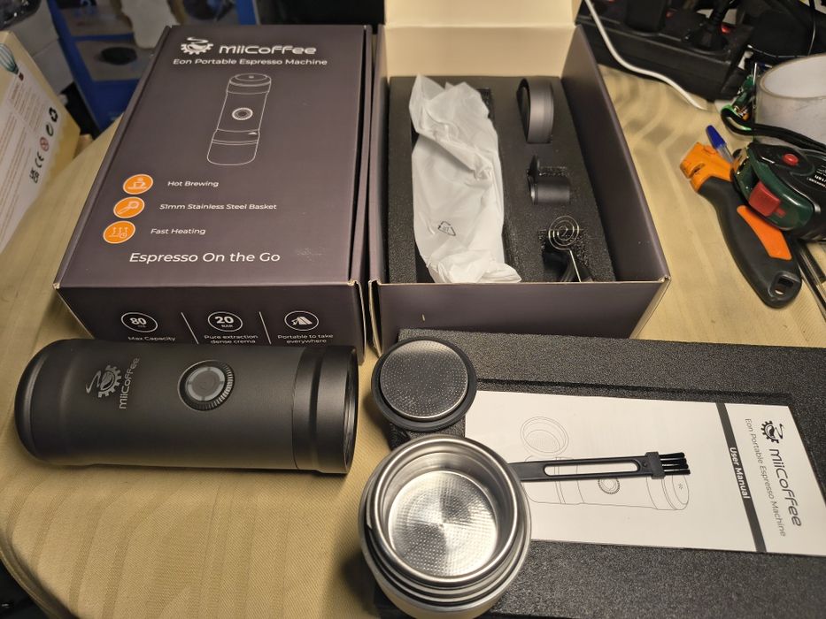 MiiCoffee Eon Преносима еспресо машина, кафемашина за пътуване със самозагряване и USB-C