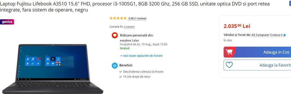 Laptop Fujitsu Lifebook A3510 nou