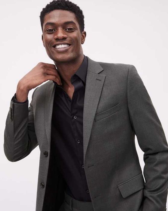 Sacou blazer 42 XL slim Massimo Dutti NOU lana Finest Italian gri