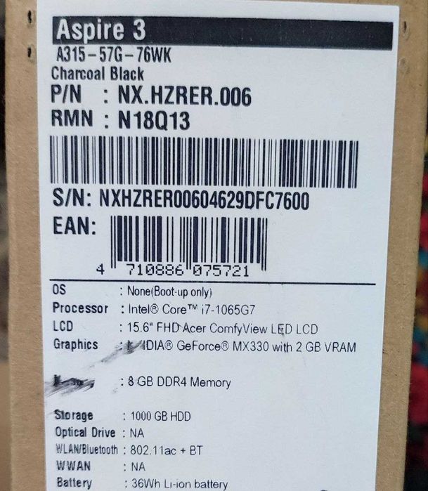Acer Aspire 3. Core i7 10th Gen