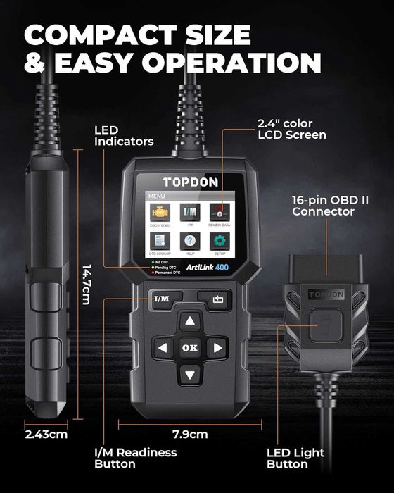 Автодиагностика Topdon ArtiLink 400 OBD обд OBD2 диагностичен инструмент диагностика