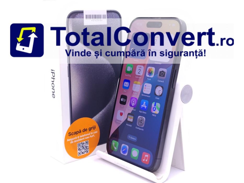 Apple iPhone 15 Pro 128GB Black Titanium, Garantie 24 luni | #D91459