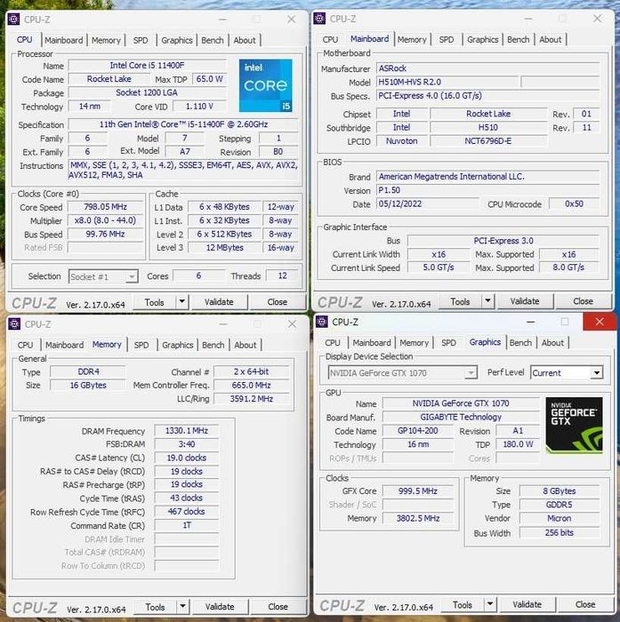 PC gaming Intel® i5 11400F/ GTX 1070 8GB/ 16 Gb RAM ddr 4/ SSD 1TB