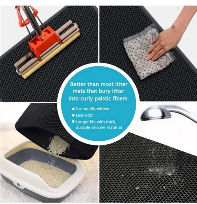 Двуслойна постелка за котешка тоалетна килимче