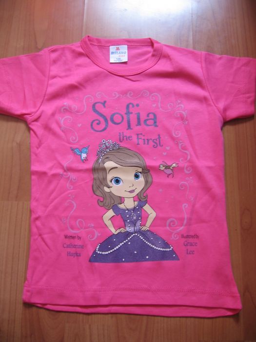 Tricou Printesa Sofia I, alb si roz, 6-12 ani, NOU